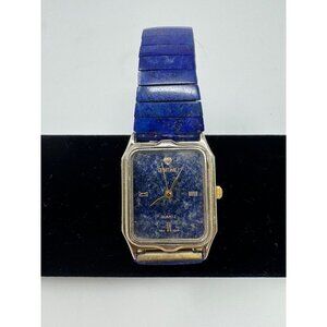 Vintage Ladies Quartz Watch with Lapis Lazuli Wristband GEMTIME Hong Kong
